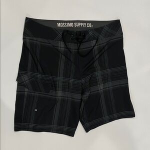Mossimo Supply Co. Men's Plaid Black Swim Shorts
